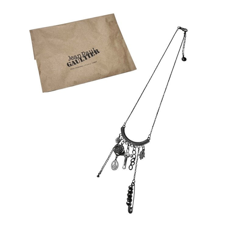 Jean Paul GAULTIER 磔刑マルチモチーフチェーンネックレス クロス 薔薇 十字架 コレクションサンプル 一点物 激レア 希少 Archive 90s JPG 未使用 ペンダント アクセサリー ジャンポールゴルチエ メンズ レディース ユニセックス