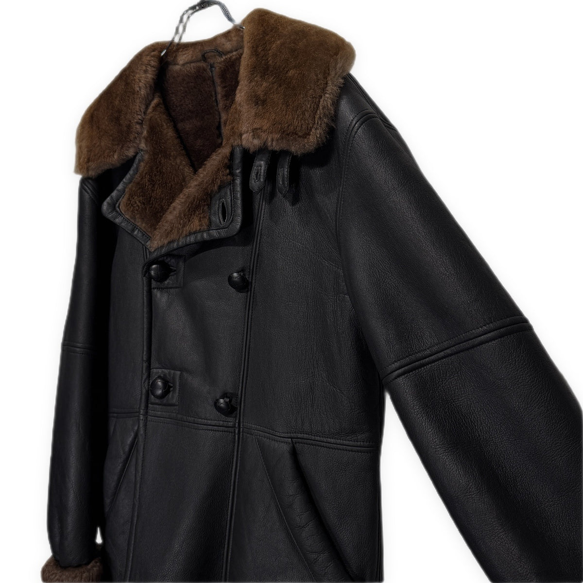 LQ Y's for men ラムレザームートンダブルブレストコート ブルゾン ジャケット アウター Archive 80s 90s Yohji Yamamoto Pour Homme ヨウジヤマモトプールオム ワイズフォーメン メンズ