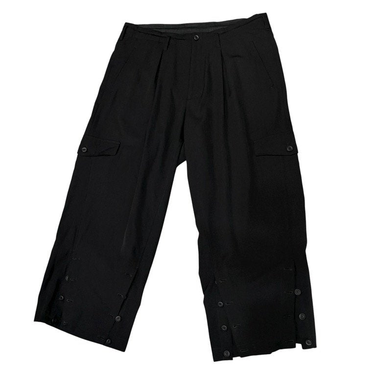 Yohji Yamamoto Pour Homme 19AW ウールギャバジンジョッパーズカーゴパンツ 裾アジャストP ボトムス 裾ボタン ドローストリング 定価88,000円 ヨウジヤマモトプールオム メンズ