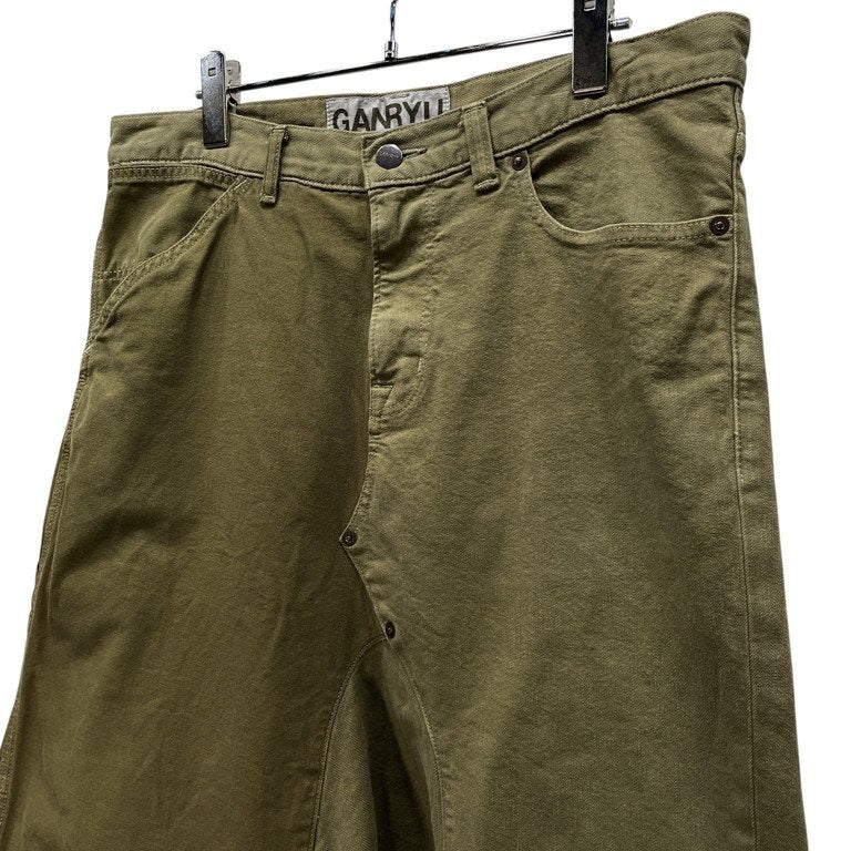 GANRYU 13SS ヴィンテージディテールアシンメトリーコットンクロップドサルエルパンツ ボトムス 股リベット オフセットベルトループ ペインター Archive COMME des GARCONS ガンリュウ コムデギャルソン メンズ