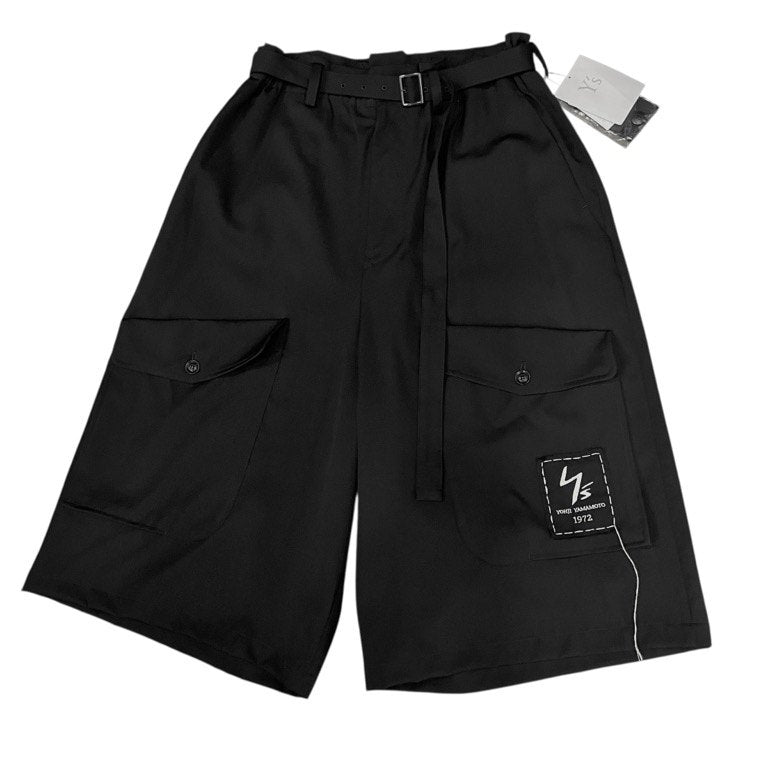 Y's 18SS ウールギャバジンロゴ刺繍パッチベルテッドサルエルカーゴパンツ ボトムス 未使用タグ付き 定価72,600円 Yohji Yamamoto Femme ヨウジヤマモトファム ワイズ レディース メンズ ユニセックス