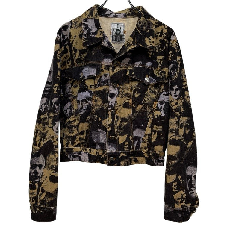 Jean Paul GAULTIER JEAN'S 92AW FACE PRINTED DENIM TRUCKER JACKET フェイスプリントデニムトラッカージャケット Archive 90s JPG 総柄 ブルゾン コート アウター ジャンポールゴルチエ ゴルチェ メンズ