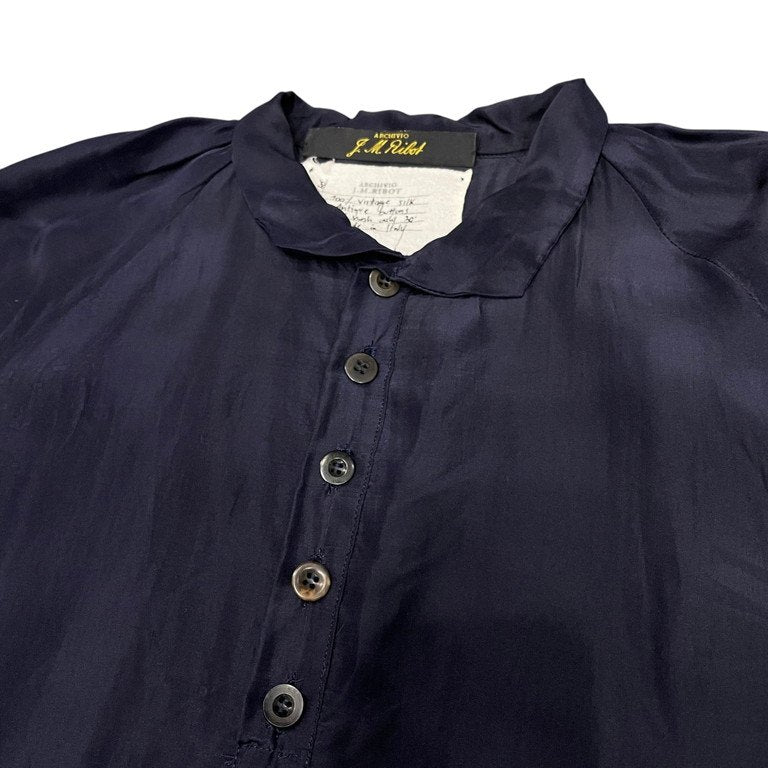 ARCHIVIO J.M.Ribot ヴィンテージシルクアンティークボタンハンドメイドプルオーバーギャザーシャツ ブラウス トップス アルキビオ JMリボット メンズ レディース ユニセックス