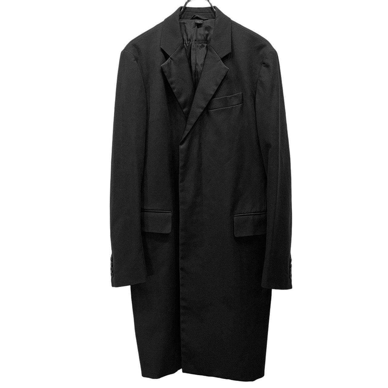 HELMUT LANG CHESTER COAT ラペルサテン切替比翼チェスターコート Archive 90s 00s フライフロント 本人期 黒タグ ジャケット ブルゾン アウター ヘルムートラング メンズ