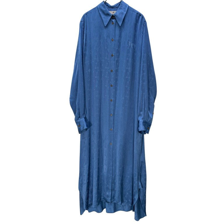 Vivienne Westwood 24AW VW SHIRT DRESS 安全ピンストライプレーヨンスーパーロングシャツワンピース コート 刺繍 トップス ブラウス アウター Archive IMPORT コレクションライン ヴィヴィアンウエストウッド メンズ レディース