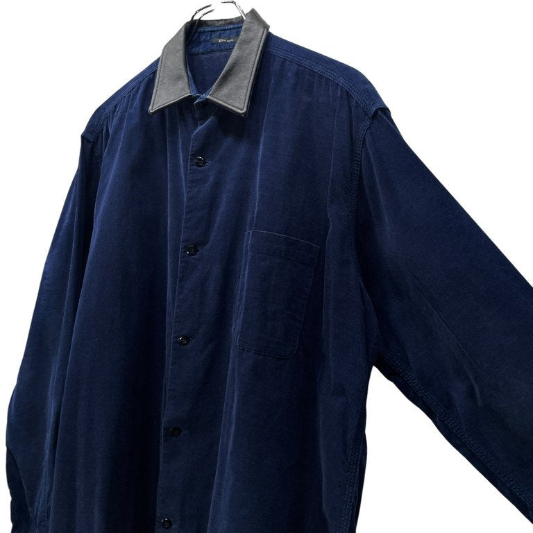 Y's for men レザーカラーコーデュロイボックスシルエットシャツ Archive 90s 切替 ブラウス トップス Yohji Yamamoto Pour Homme ワイズフォーメン ヨウジヤマモトプールオム メンズ