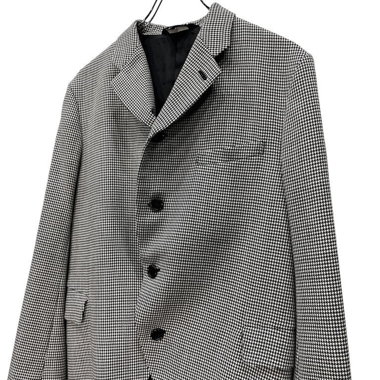 BLACK COMME des GARCONS 10AW 千鳥格子柄カフステーピング4Bテーラードジャケット ブレザー ブルゾン コート アウター 総柄 ブラック コムデギャルソン メンズ レディース ユニセックス