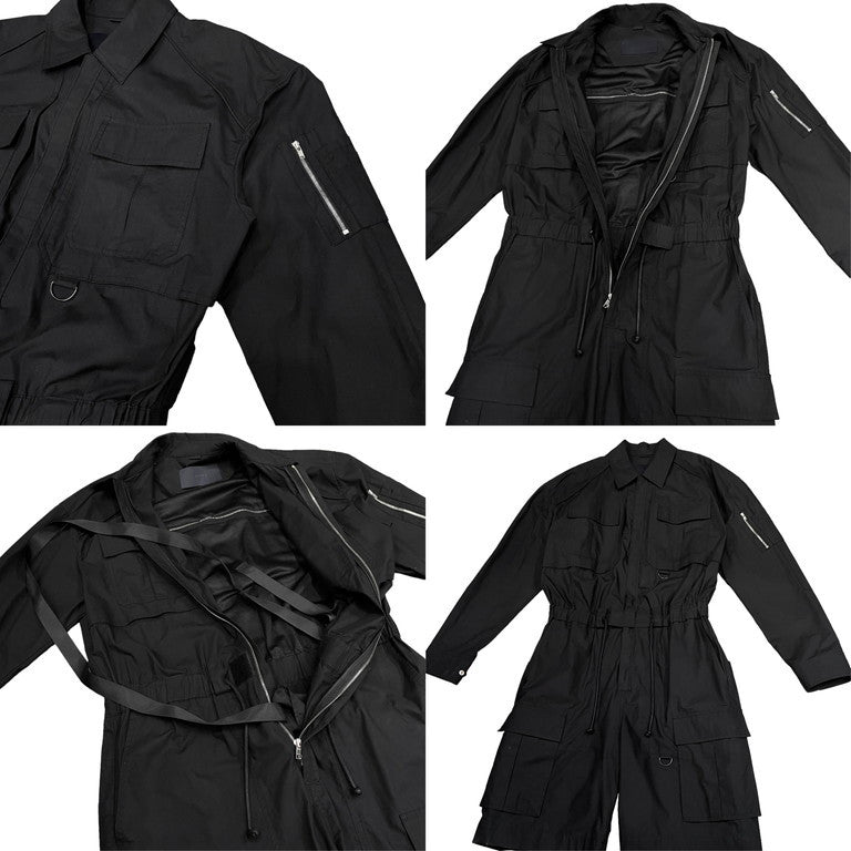 Juun.J 21AW コットンブロードオーバーサイズジップアップジャンプスーツ つなぎ オールインワン ジャケット ブルゾン コート カーゴハーフパンツ ミリタリー