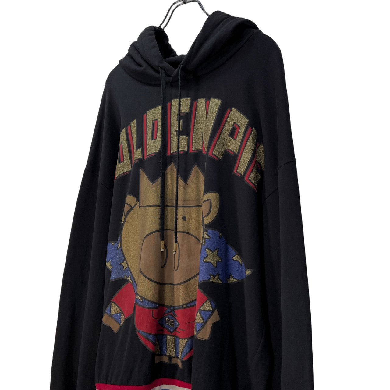 DOLCE&GABBANA 19SS DG KING GOLDEN PIG キングゴールデンピッグプリントトリコロールリブプルオーバーパーカー フーディ トップス アウター D&G ドルチェアンドガッバーナ メンズ