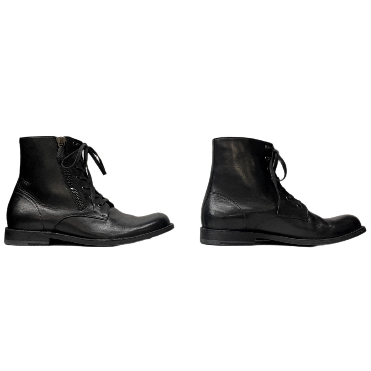 BOTTEGA VENETA カーフレザージップデザインレースアップアンクルブーツ シューズ 靴 クツ 43 ボッテガヴェネタ メンズ