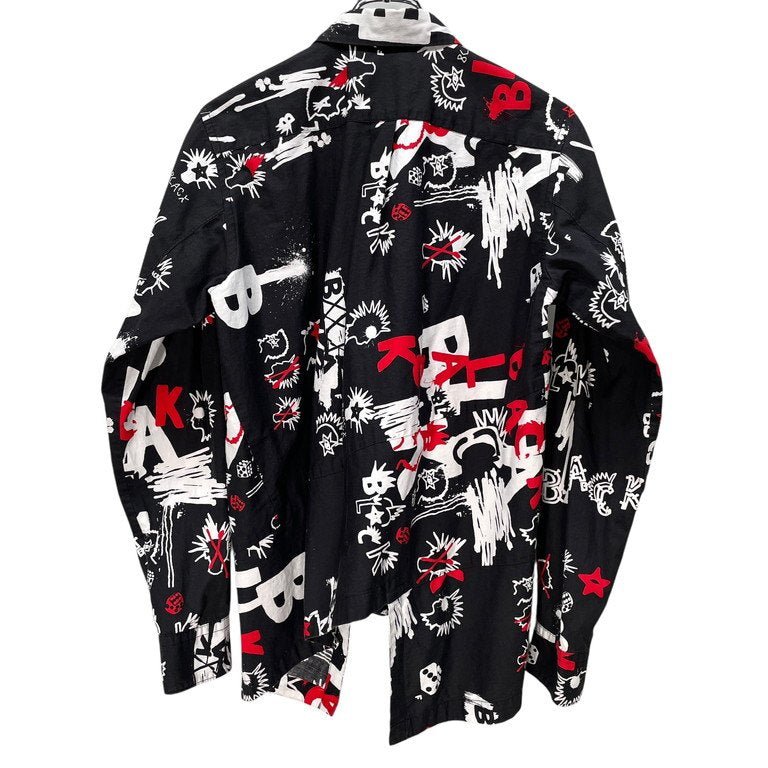 BLACK COMME des GARCONS 16SS ランダムカッティングアートプリントシャツ 変形 総柄 ブラウス トップス ブラック コムデギャルソン メンズ レディース ユニセックス