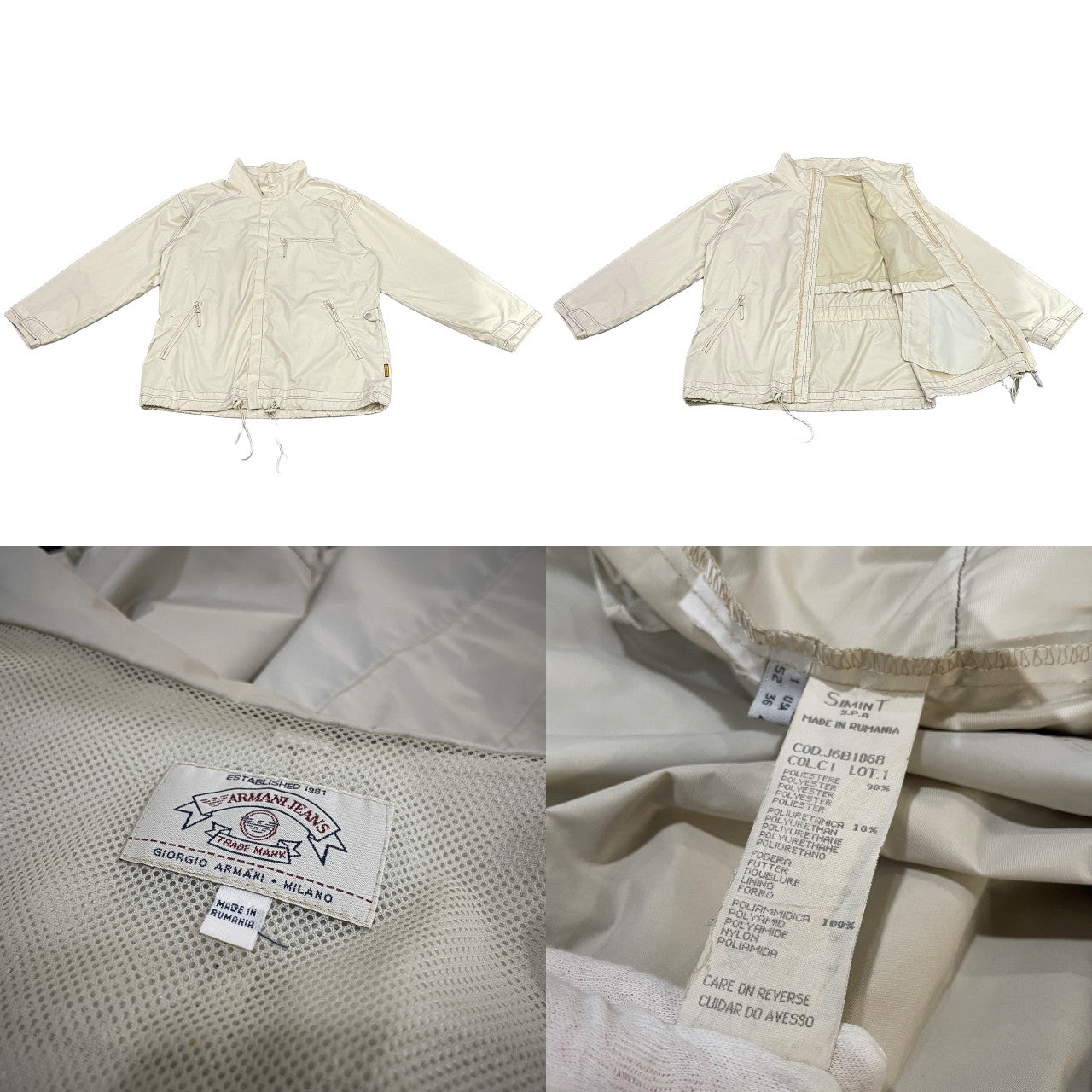 ARMANI JEANS ポリエステルタフタオーバーサイズハイネックブルゾン ジャケット コート アウター Archive 90s アルマーニ ジーンズ メンズ