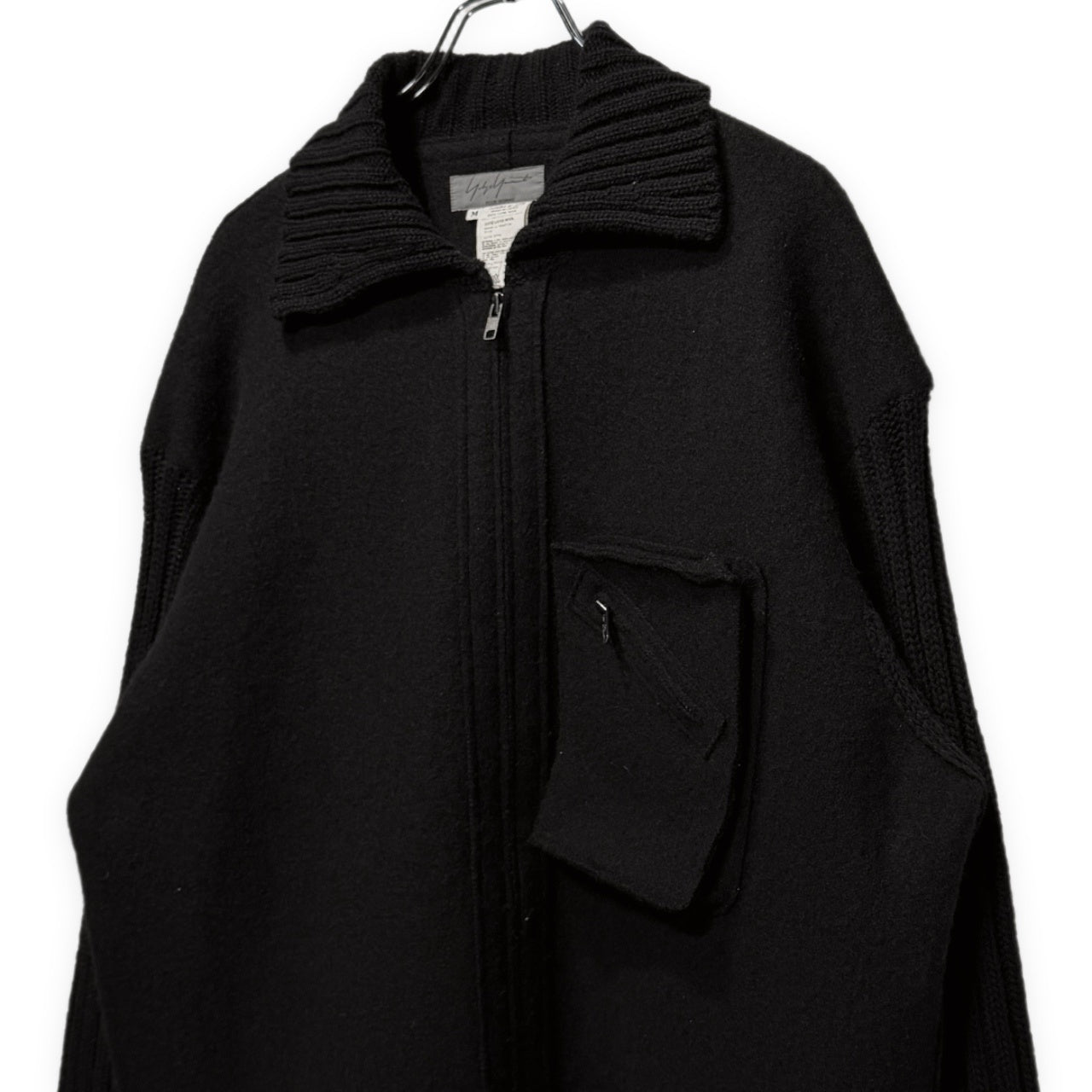 Yohji Yamamoto Pour Homme 98AW 袖ニット切り替え圧縮ウール立体ポケットジップアップブルゾン ジャケット コート アウター Archive 90s ヨウジヤマモトプールオム メンズ