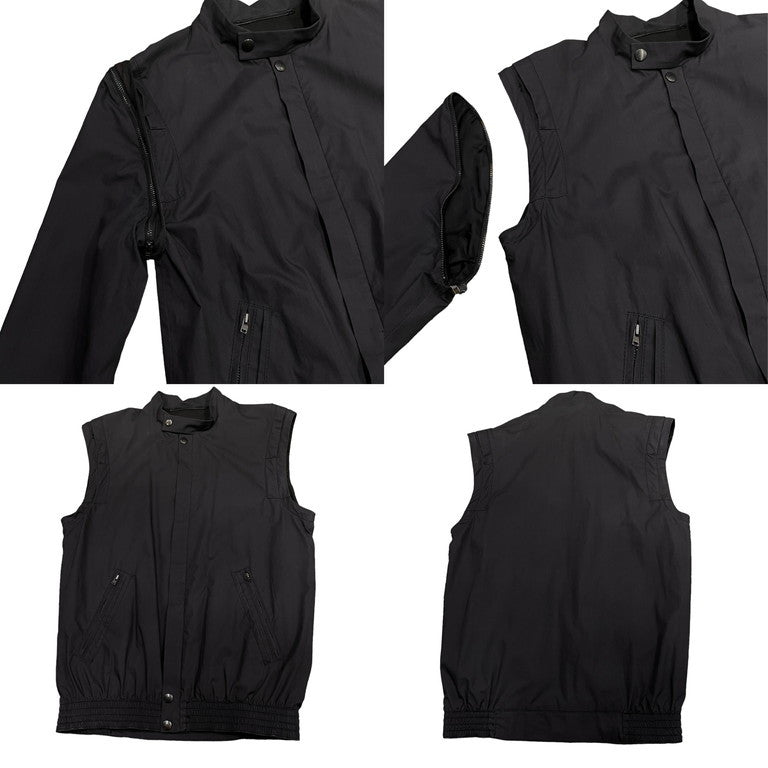 VERONIQUE BRANQUINHO コットンブロード袖ジップ着脱2WAYスタンドカラーブルゾン ジャケット ベスト Archive 90s 00s