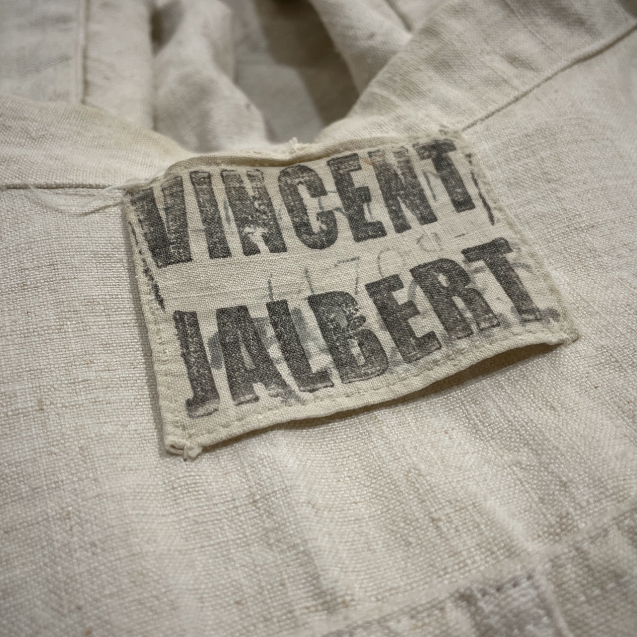 VINCENT JALBERT 6 BUTTONS JACKET (FULL VINTAGE LINEN) ヴィンテージフレンチリネン6ボタンワークジャケット テーラード ブルゾン コート アウター M ヴィンセントジャルベール メンズ