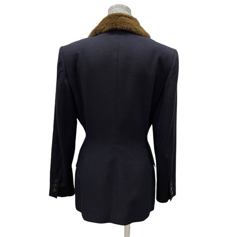JUNIOR GAULTIER 90's ウールツイードファーテーラードジャケット アウター ブレザー Archive アーカイブ Jean Paul GAULTIER ゴルチエ レディース