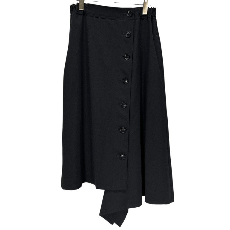 Y's 23AW ウールギャバジン多釦ウエストゴムアシンメトリードレープスカート イージー パンツ ボトムス Yohji Yamamoto Femme ヨウジヤマモトファム ワイズ レディース
