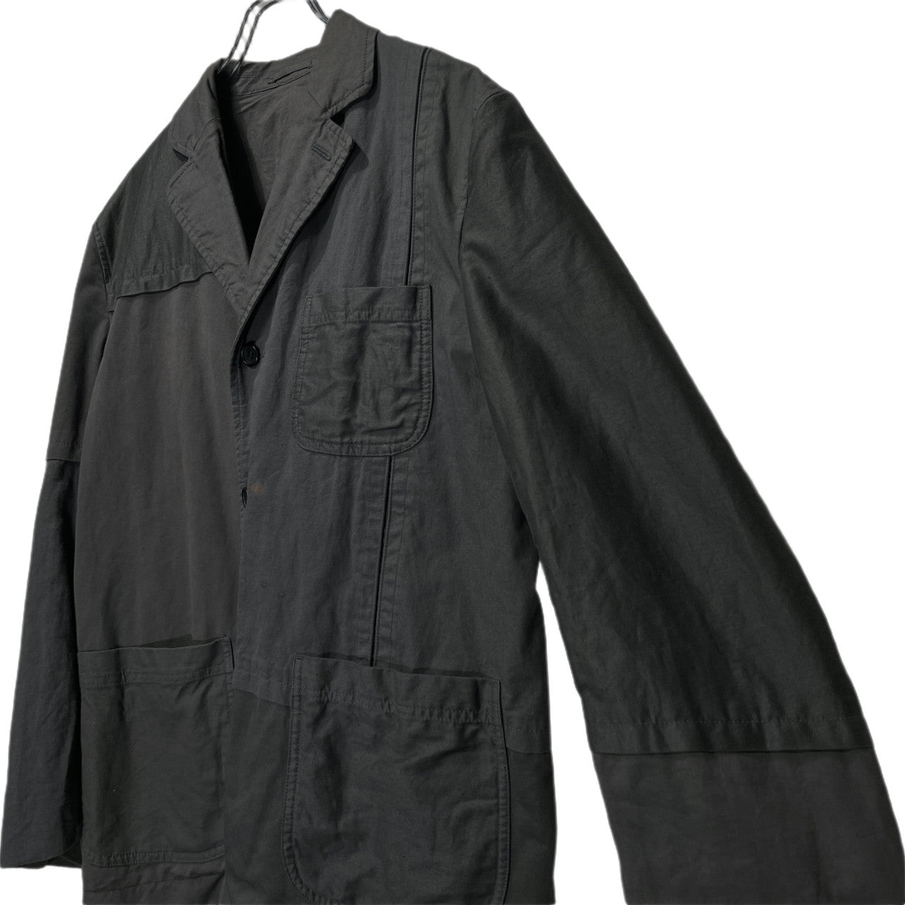 COMME des GARCONS HOMME 21SS コットンリネン製品染め切替パッチワークジャケット ブルゾン コート アウター コムデギャルソンオム メンズ