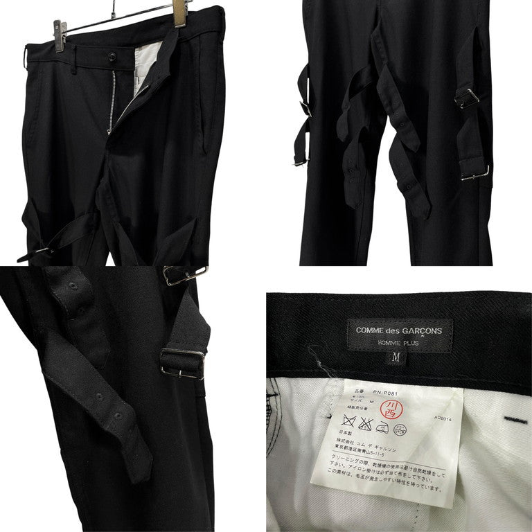 COMME des GARCONS HOMME PLUS 14AW ウールサージスリムボンテージパンツ ベルト Archive 聖なる(穴の空いた)ジャケット Holy(Hole) Jacket ボトムス コムデギャルソンオムプリュス メンズ