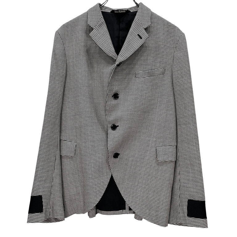 BLACK COMME des GARCONS 10AW 千鳥格子柄カフステーピング4Bテーラードジャケット ブレザー ブルゾン コート アウター 総柄 ブラック コムデギャルソン メンズ レディース ユニセックス