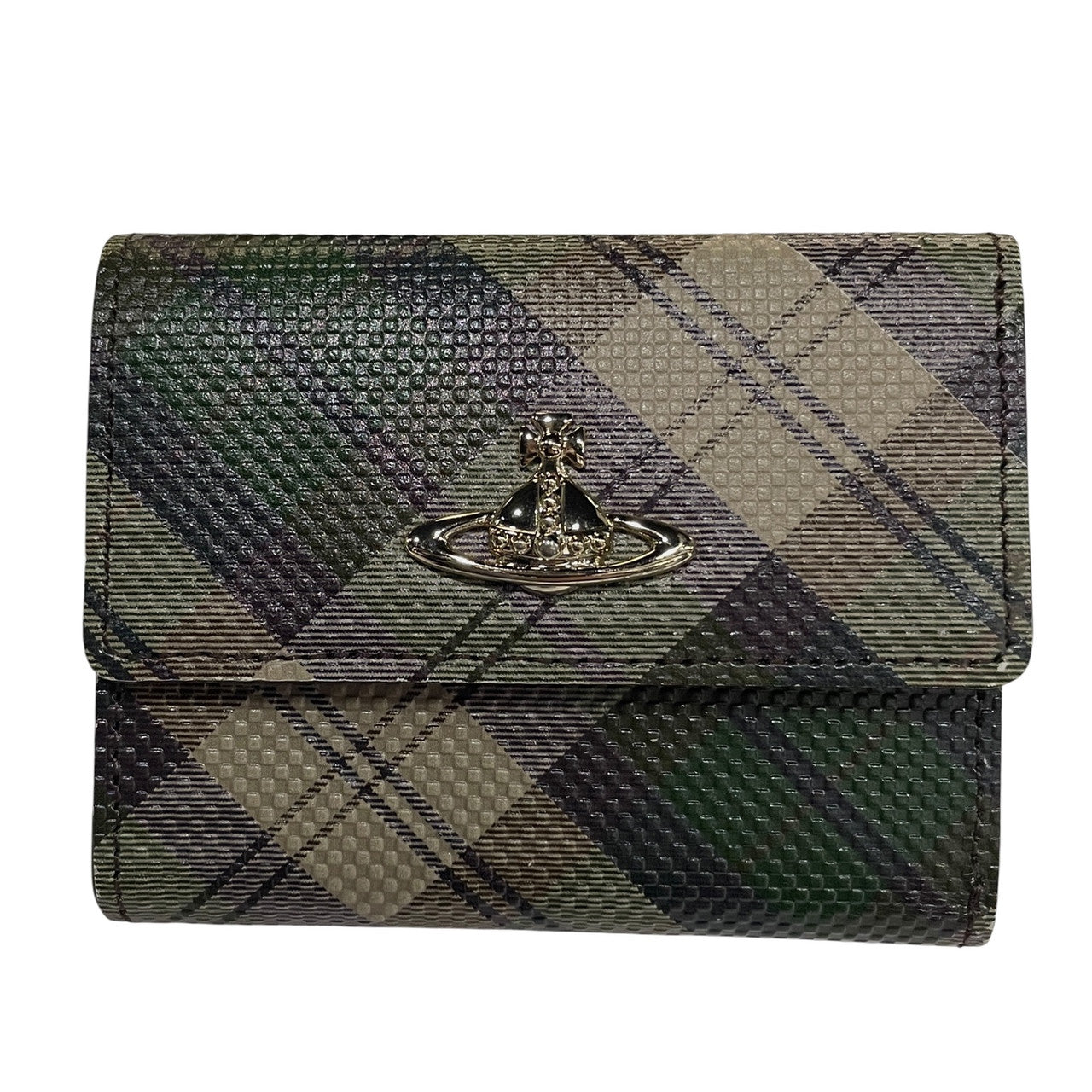 Vivienne Westwood タータンチェック柄二つ折りレザーミニウォレット 財布 小物 コンパクト オーブ ヴィヴィアンウエストウッド メンズ レディース ユニセックス