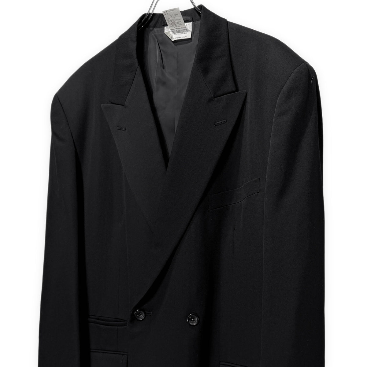 COMME des GARCONS HOMME PLUS 91AW ウールギャバジンピークドラペルダブルブレスト袖裏ストライプテーラードジャケット Archive 6.1 THE MEN ブレザー ブルゾン コート アウター コムデギャルソンオムプリュス メンズ