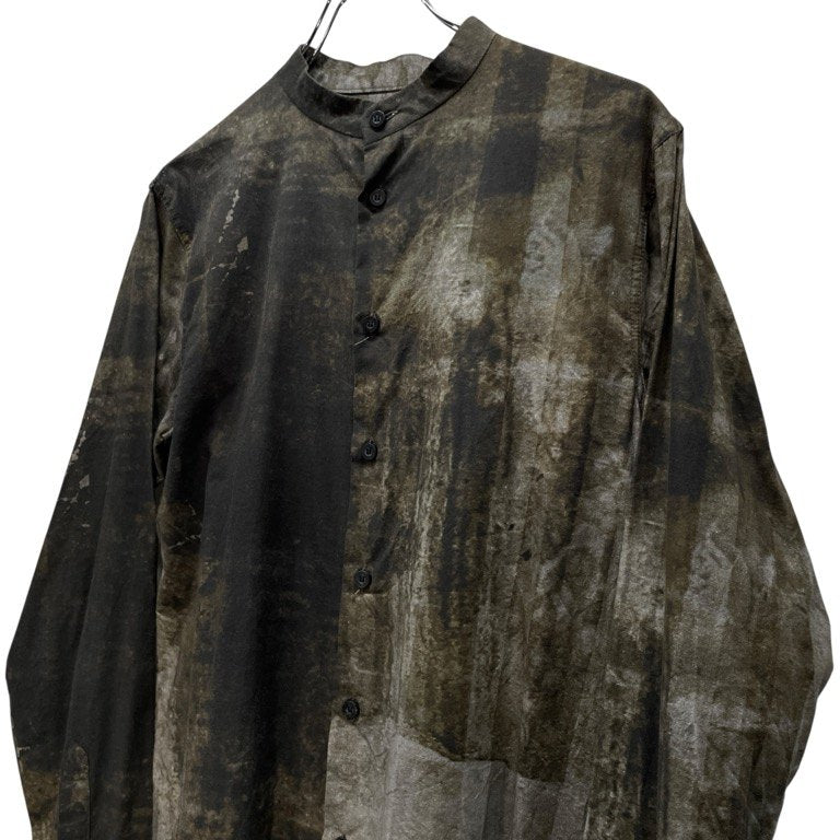 ROGGYKEI グラフィックプリントカットオフバンドカラーシャツ ブラウス トップス ノーカラー ロギーケイ メンズ レディース ユニセックス