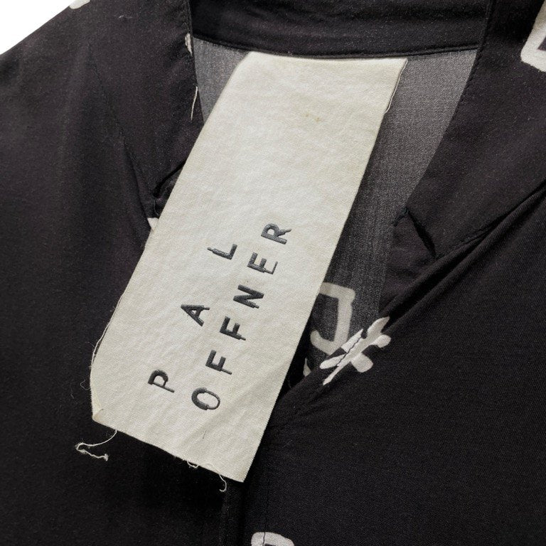 PAL OFFNER 18AW レーヨン抜染英字ナンバリングプリントカットオフロングシャツ ブラウス トップス アウター 総柄 パルオフナー メンズ レディース ユニセックス