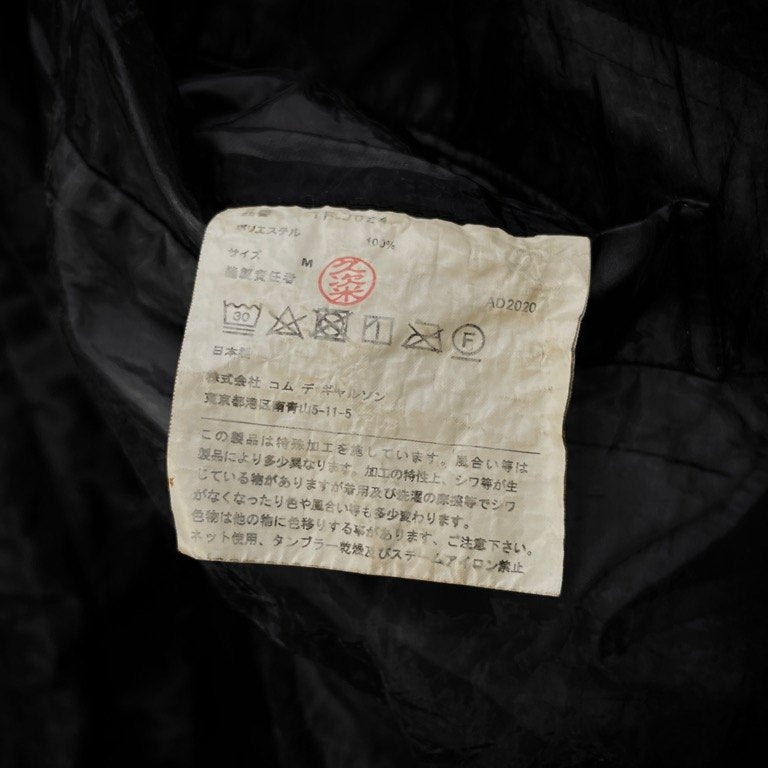 BLACK COMME des GARCONS 20AW ポリエステル皺加工シースルーロングチャイナシャツ ブラウス トップス アウター ジャケット コート ブラック コムデギャルソン メンズ レディース ユニセックス