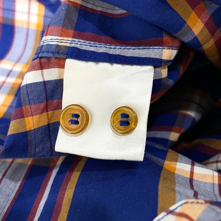 Vivienne Westwood MAN マドラスチェックラウンドカラーパイピングボタンダウンシャツ ブラウス トップス 丸襟 オーブ刺繍 ヴィヴィアンウエストウッド マン メンズ