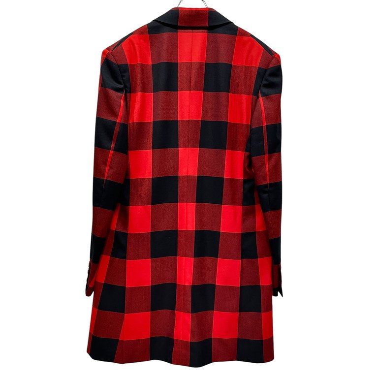 Vivienne Westwood 24SS 赤バッファローチェックピークドラペルロングテーラードジャケット チェスターコート 国内極少入荷 IMPORT インポート コレクションライン ブルゾン アウター ヴィヴィアンウエストウッド メンズ
