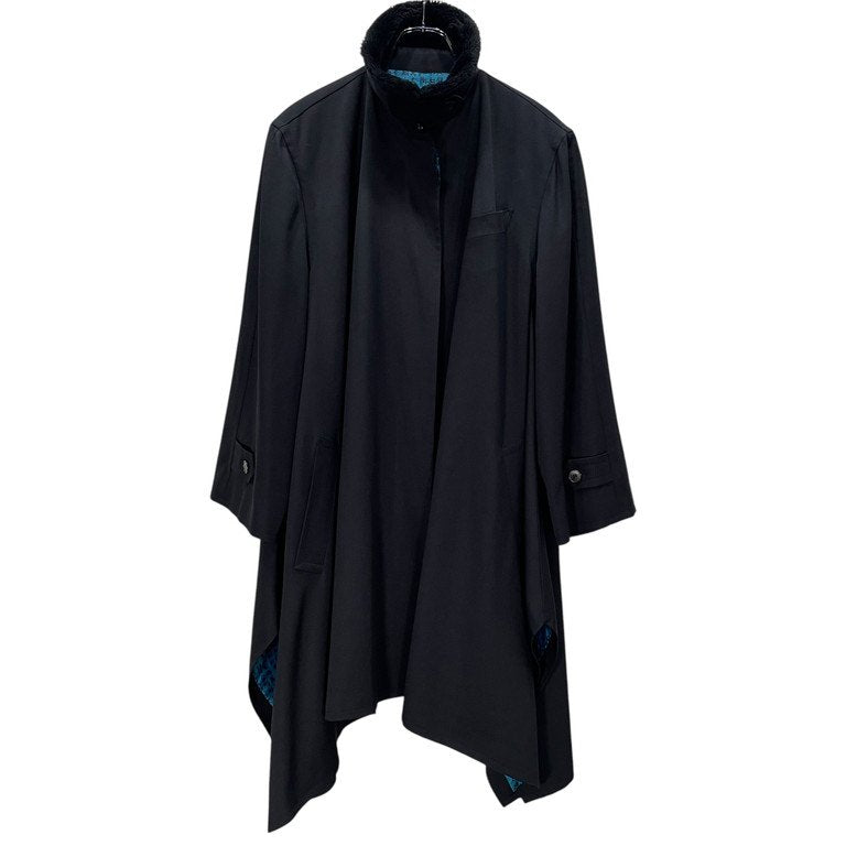 Jean Paul GAULTIER FEMME 91AW ウールギャバジン漢字ライニング襟ボアドレープコート マントジャケット ブルゾン アウター Archive 90s JPG ジャンポールゴルチエ レディース メンズ ユニセックス