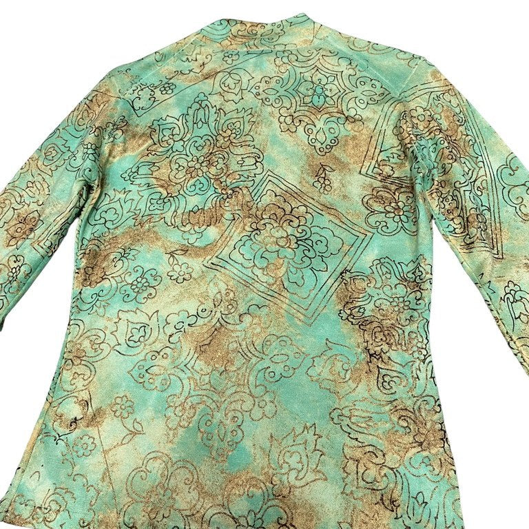 John Galliano チャイナボタン総柄プリントハイネックカシミヤニットカーディガン カシミア トップス 釈迦結び Archive ジョンガリアーノ レディース