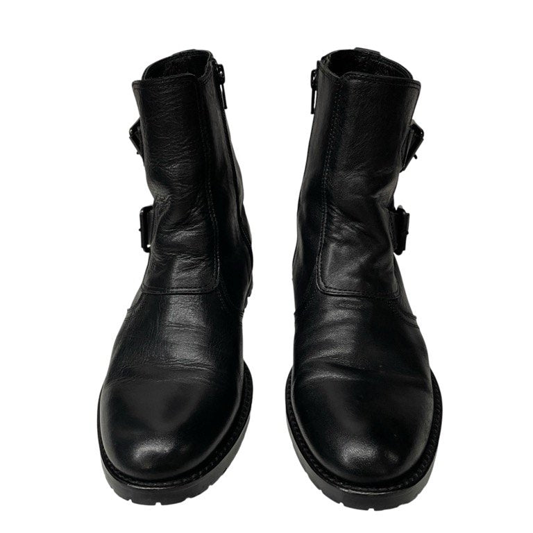 Yohji Yamamoto +NOIR レザーダブルベルトサイドジップショートブーツ シューズ 靴 クツ ヨウジヤマモト プリュスノアール レディース