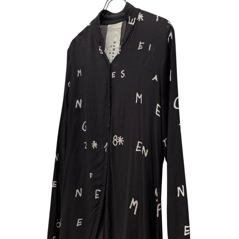 PAL OFFNER 18AW レーヨン抜染英字ナンバリングプリントカットオフロングシャツ ブラウス トップス アウター 総柄 パルオフナー メンズ レディース ユニセックス