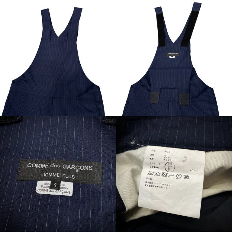 COMME des GARCONS HOMME PLUS 22SS ウールモヘヤストライプサロペット オーバーオール オールインワン パンツ Archive 花の存在 The Existence of Flowers LOOK22 PI-P021 コムデギャルソンオムプリュス メンズ