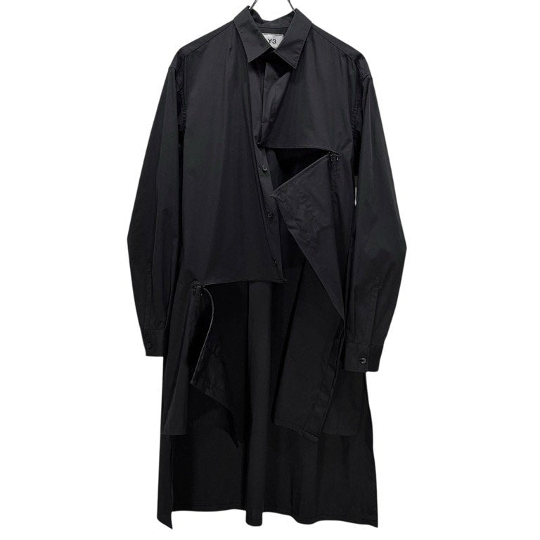 Y-3 20SS CLASSIC SHIRT ジップデザインストレッチブロードロングシャツ ブラウス トップス ロゴ 定価30,800円 Yohji Yamamoto adidas ヨウジヤマモト アディダス ワイスリー メンズ レディース ユニセックス