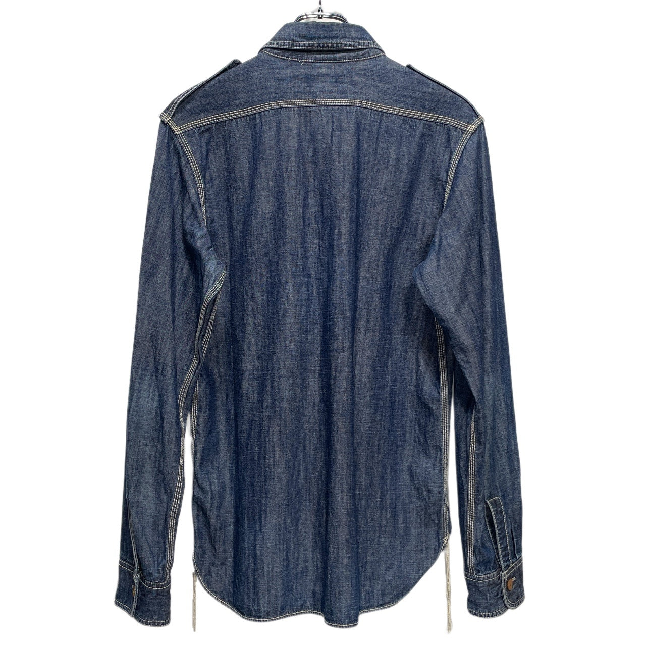 Nigel Cabourn コットンリネンデニムダブルポケットエポレット空環シャツ ブラウス トップス ナイジェルケーボン メンズ