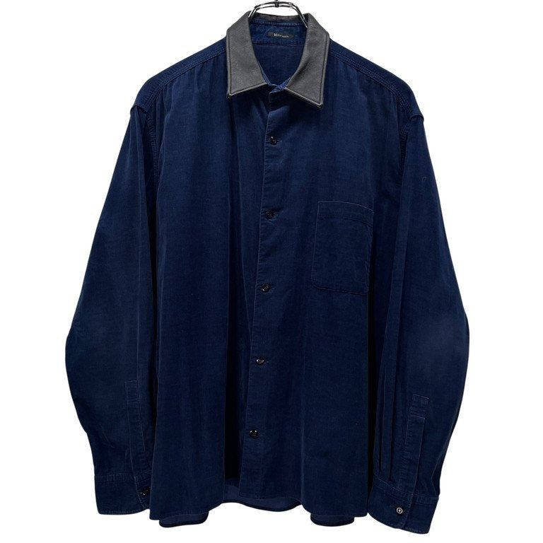 Y's for men レザーカラーコーデュロイボックスシルエットシャツ Archive 90s 切替 ブラウス トップス Yohji Yamamoto Pour Homme ワイズフォーメン ヨウジヤマモトプールオム メンズ