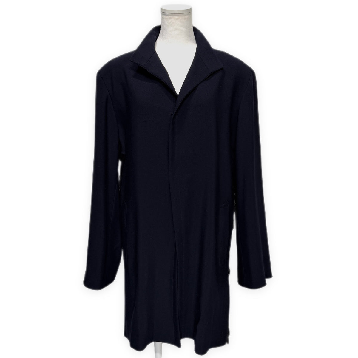 Y's ウールネイビーフライフロントサイドレースアップロングジャケット スナップボタン 比翼 アウター 90s Archive Yohji Yamamoto ヨウジヤマモト ワイズ レディース