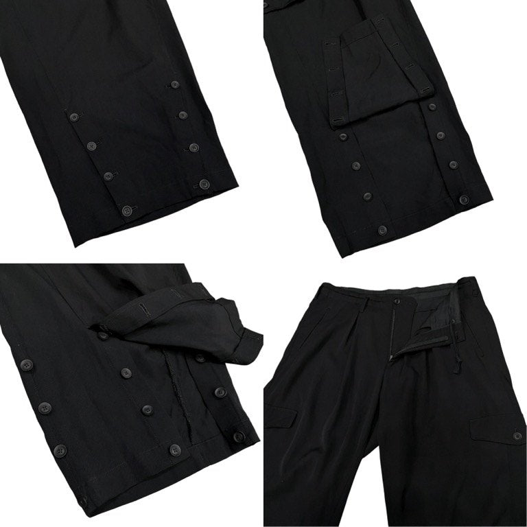 Yohji Yamamoto Pour Homme 19AW ウールギャバジンジョッパーズカーゴパンツ 裾アジャストP ボトムス 裾ボタン ドローストリング 定価88,000円 ヨウジヤマモトプールオム メンズ