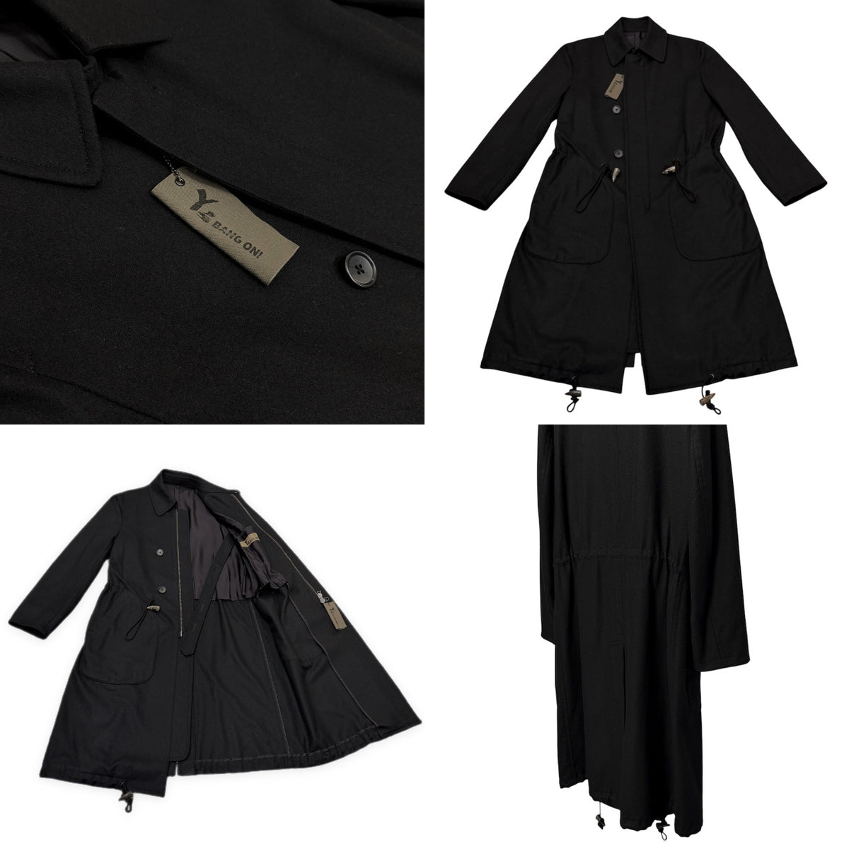 Y's BANG ON! トグルデザインウールロングコート ジャケット ブルゾン アウター モッズ ステンカラー Archive Yohji Yamamoto Pour Homme ヨウジヤマモトプールオム ワイズバングオン メンズ