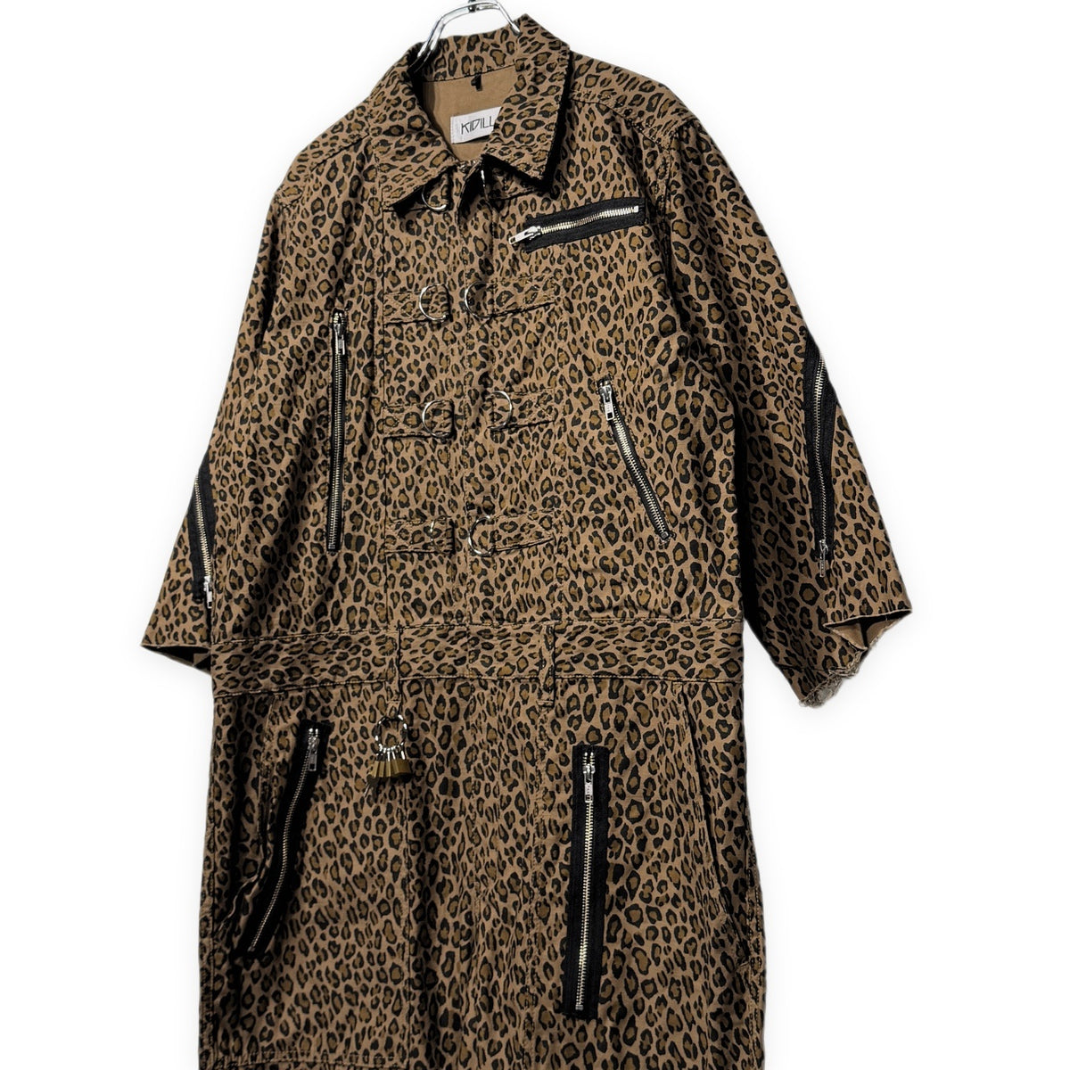 KIDILL PADLOCK JUMPSUIT レオパードジップデザインパドロックジャンプスーツ オールインワン つなぎ Ho99o9 ヒョウ柄 総柄 パッチ KL918 定価154,000円 キディル メンズ