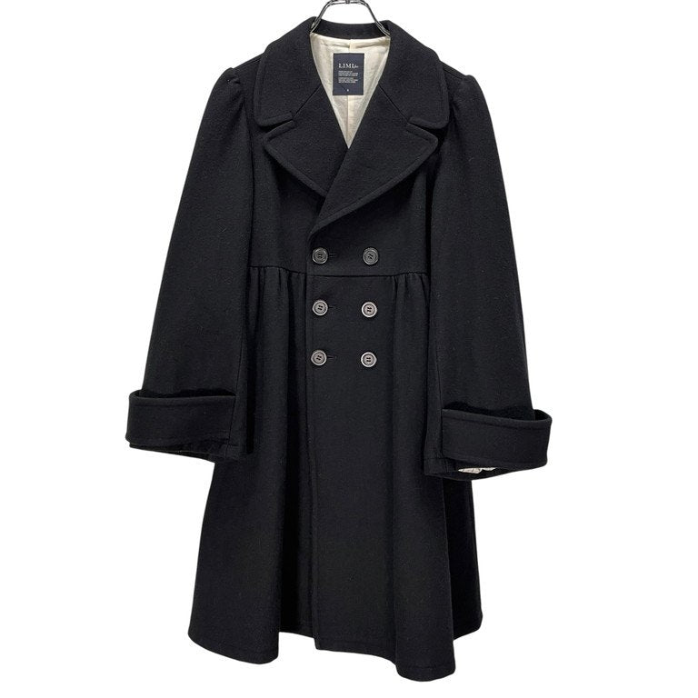 LIMI feu ウールメルトンボリュームギャザーダブルブレストロングコート ジャケット ブルゾン アウター Yohji Yamamoto Femme リミフゥ ヨウジヤマモト レディース