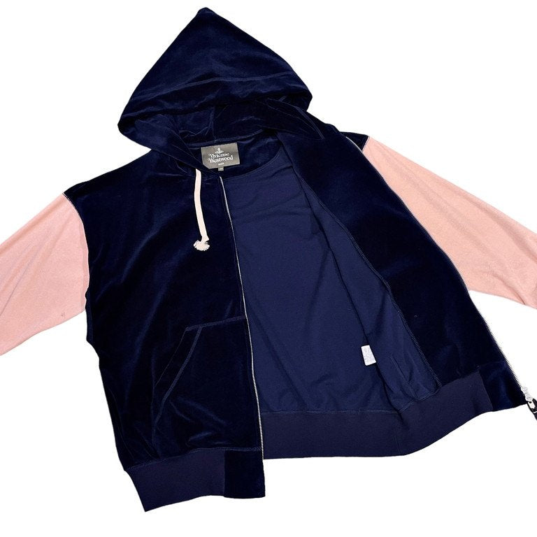 Vivienne Westwood MAN 20AW ベロアバイカラー魔女フードジップアップドルマンパーカー フーディ