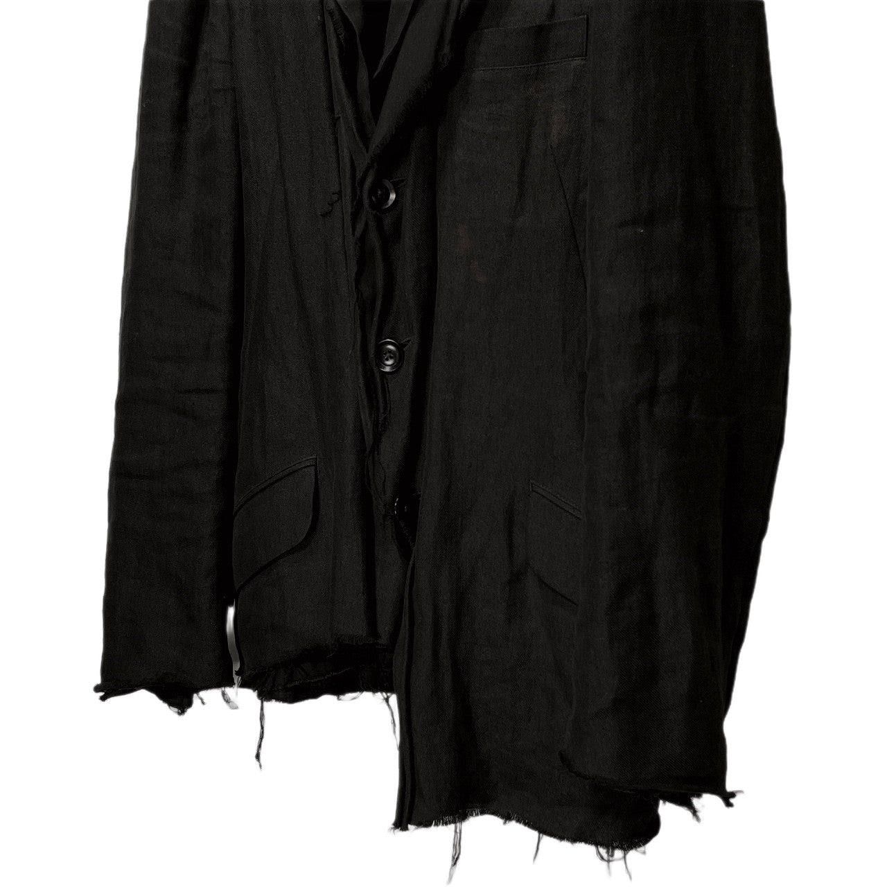 Yohji Yamamoto Pour Homme 22SS 3重レイヤードアシンメトリーカットオフリバーシブルジャケット 3BJ三重裁断 裁ち切り ブルゾン コート アウター HG-J09-800 リネン レーヨン コットン 定価200,200円 ヨウジヤマモトプールオム