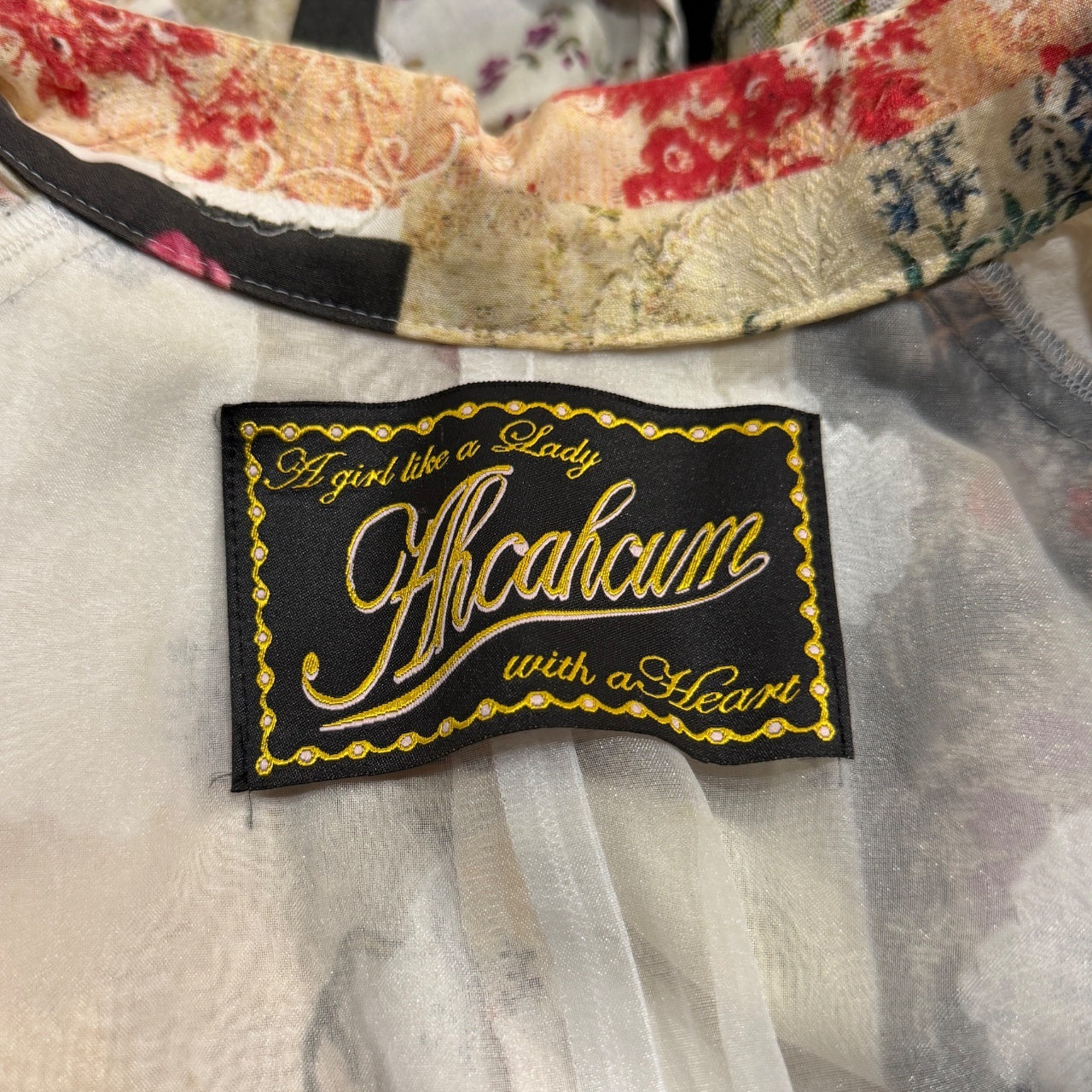 ahcahcum muchacha パッチワーク風総柄プリントフラワージャカードリブジャケット ブルゾン 花柄 コート アウター あちゃちゅむ レディース