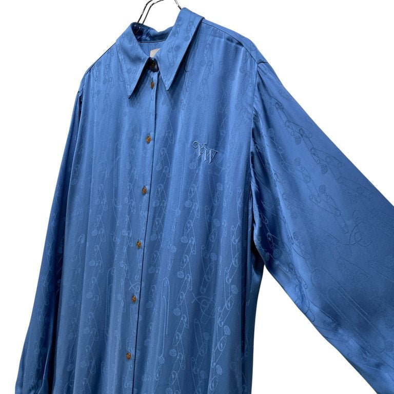 Vivienne Westwood 24AW VW SHIRT DRESS 安全ピンストライプレーヨンスーパーロングシャツワンピース コート 刺繍 トップス ブラウス アウター Archive IMPORT コレクションライン ヴィヴィアンウエストウッド メンズ レディース