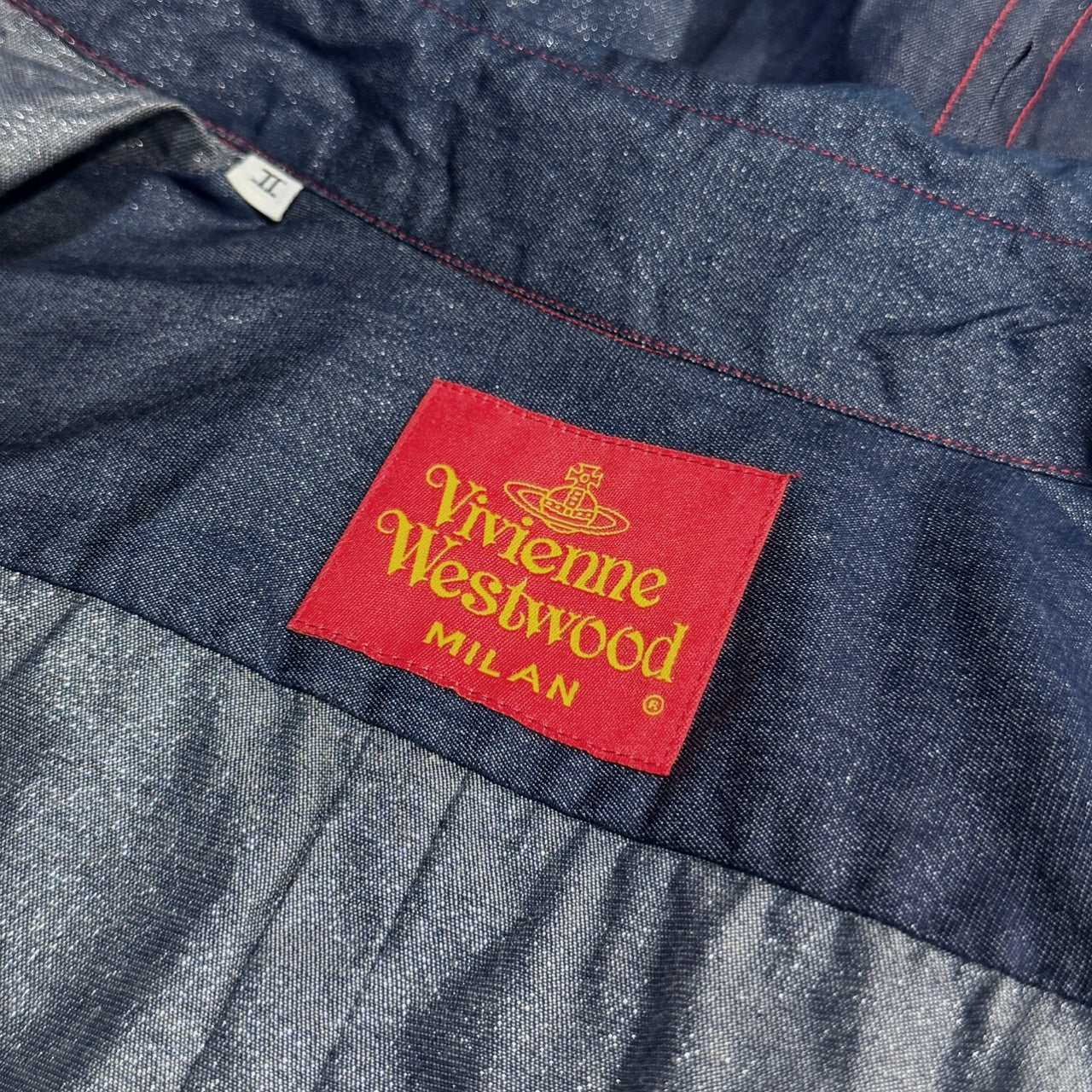 Vivienne Westwood MILAN ラメ混紡赤ステッチシャツ ブラウス トップス Archive 90s ヴィヴィアンウエストウッド レディース