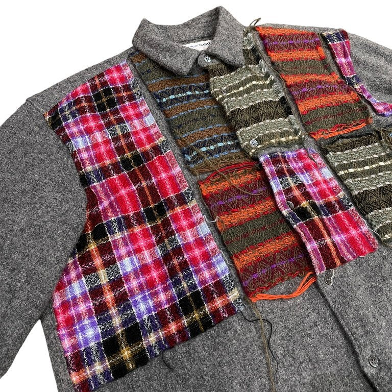 COMME des GARCONS SHIRT 縮絨ウールカットオフパッチワークシャツ Archive 90s ブラウス トップス コムデギャルソンシャツ メンズ